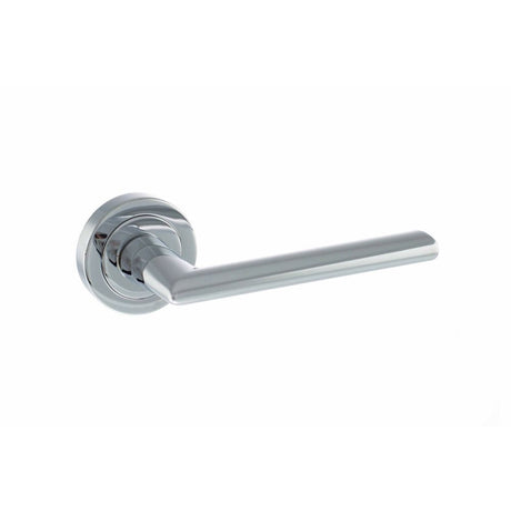 This is an image of STATUS Georgia Lever on Round Rose - Polished Chrome available to order from T.H Wiggans Architectural Ironmongery in Kendal, quick delivery and discounted prices.