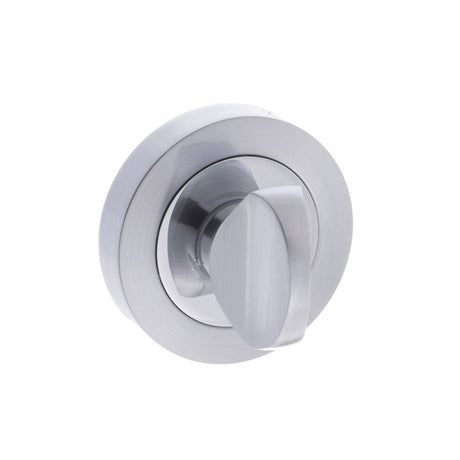 This is an image of STATUS WC Turn and Release on Round Rose - Satin Chrome/Polished Chrome available to order from T.H Wiggans Architectural Ironmongery in Kendal, quick delivery and discounted prices.