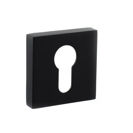 This is an image of STATUS Euro Escutcheon on S4 Square Rose - Matt Black available to order from Trade Door Handles.
