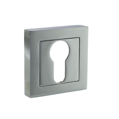 This is an image of STATUS Euro Escutcheon on S4 Square Rose - Polished Chrome available to order from Trade Door Handles.