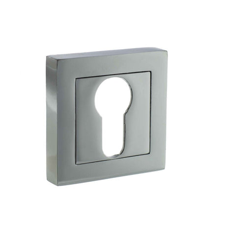 This is an image of STATUS Euro Escutcheon on S4 Square Rose - Polished Chrome available to order from T.H Wiggans Architectural Ironmongery in Kendal, quick delivery and discounted prices.