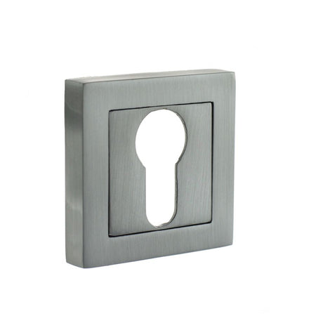This is an image of STATUS Euro Escutcheon on S4 Square Rose - Satin Chrome available to order from Trade Door Handles.