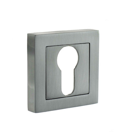 This is an image of STATUS Euro Escutcheon on S4 Square Rose - Satin Chrome available to order from T.H Wiggans Architectural Ironmongery in Kendal, quick delivery and discounted prices.