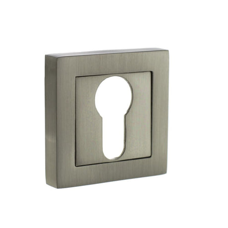 This is an image of STATUS Euro Escutcheon on S4 Square Rose - Satin Nickel available to order from Trade Door Handles.