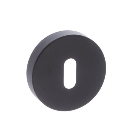This is an image of STATUS Key Escutcheon on S4 Round Rose - Matt Black available to order from T.H Wiggans Architectural Ironmongery in Kendal, quick delivery and discounted prices.