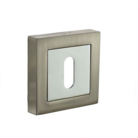 This is an image of STATUS Key Escutcheon on S4 Square Rose - Satin Nickel/Polished Chrome available to order from T.H Wiggans Architectural Ironmongery in Kendal, quick delivery and discounted prices.