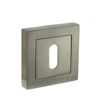 This is an image of STATUS Key Escutcheon on S4 Square Rose - Satin Nickel available to order from Trade Door Handles.
