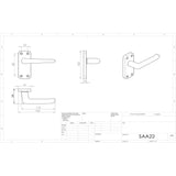 This image is a line drwaing of a Eurospec - Aluminium Lever Latch Door Pack available to order from Trade Door Handles in Kendal