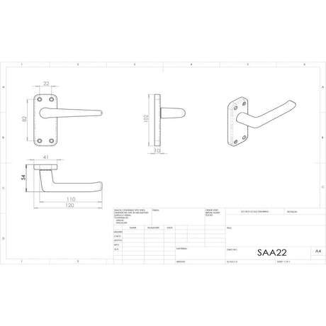 This image is a line drwaing of a Eurospec - Aluminium Lever Latch Door Pack available to order from Trade Door Handles in Kendal