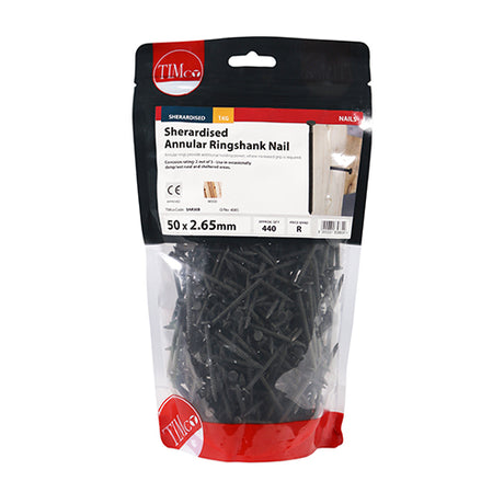 This is an image showing TIMCO Annular Ringshank Nails - Sherardised - 50 x 2.65 - 1 Kilograms TIMbag available from T.H Wiggans Ironmongery in Kendal, quick delivery at discounted prices.