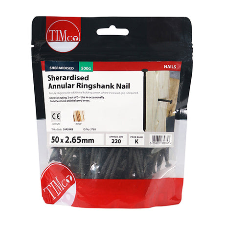 This is an image showing TIMCO Annular Ringshank Nails - Sherardised - 50 x 2.65 - 0.5 Kilograms TIMbag available from T.H Wiggans Ironmongery in Kendal, quick delivery at discounted prices.