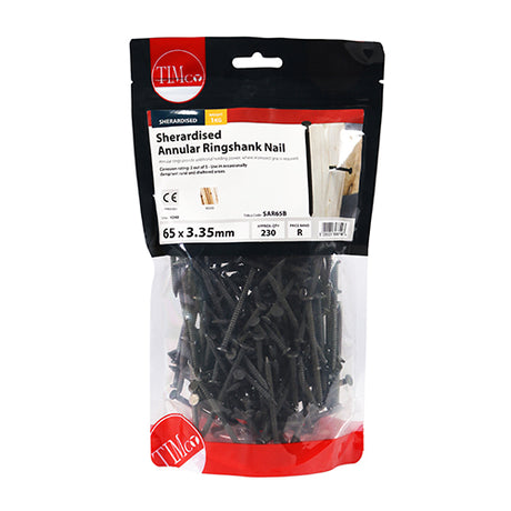 This is an image showing TIMCO Annular Ringshank Nails - Sherardised - 65 x 3.35 - 1 Kilograms TIMbag available from T.H Wiggans Ironmongery in Kendal, quick delivery at discounted prices.