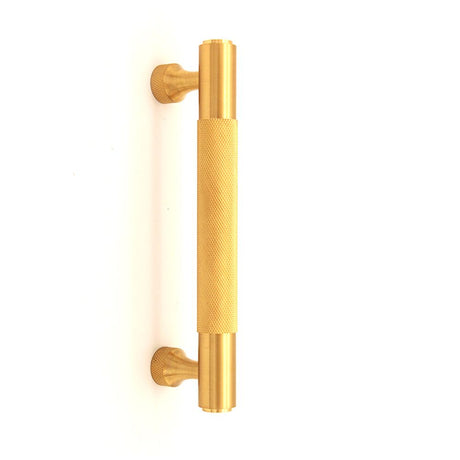 This is an image of Spira Brass - Knurled Bar Handles Small Satin Brass  available to order from T.H Wiggans Architectural Ironmongery in Kendal, quick delivery and discounted prices.
