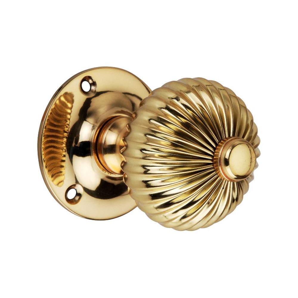 This is an image of Spira Brass - Regency Mortice Door Knob Polished Brass available to order from T.H Wiggans Architectural Ironmongery in Kendal, quick delivery and discounted prices.