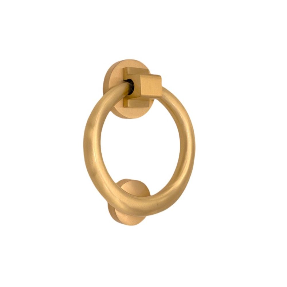 This is an image of Spira Brass - Ring Door Knocker 110mm Satin Brass available to order from T.H Wiggans Architectural Ironmongery in Kendal, quick delivery and discounted prices.