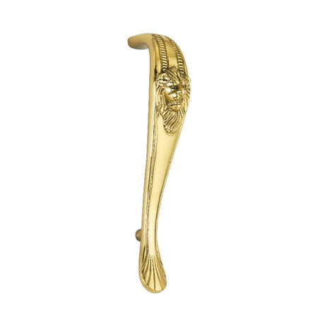 This is an image of Spira Brass - Lion Pull Handle 250mm Polished Brass  available to order from T.H Wiggans Architectural Ironmongery in Kendal, quick delivery and discounted prices.