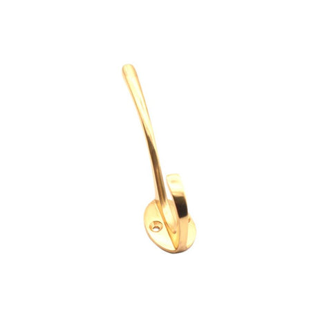 This is an image of Spira Brass - Victorian Coat Hook 87mm Polished Brass available to order from T.H Wiggans Architectural Ironmongery in Kendal, quick delivery and discounted prices.