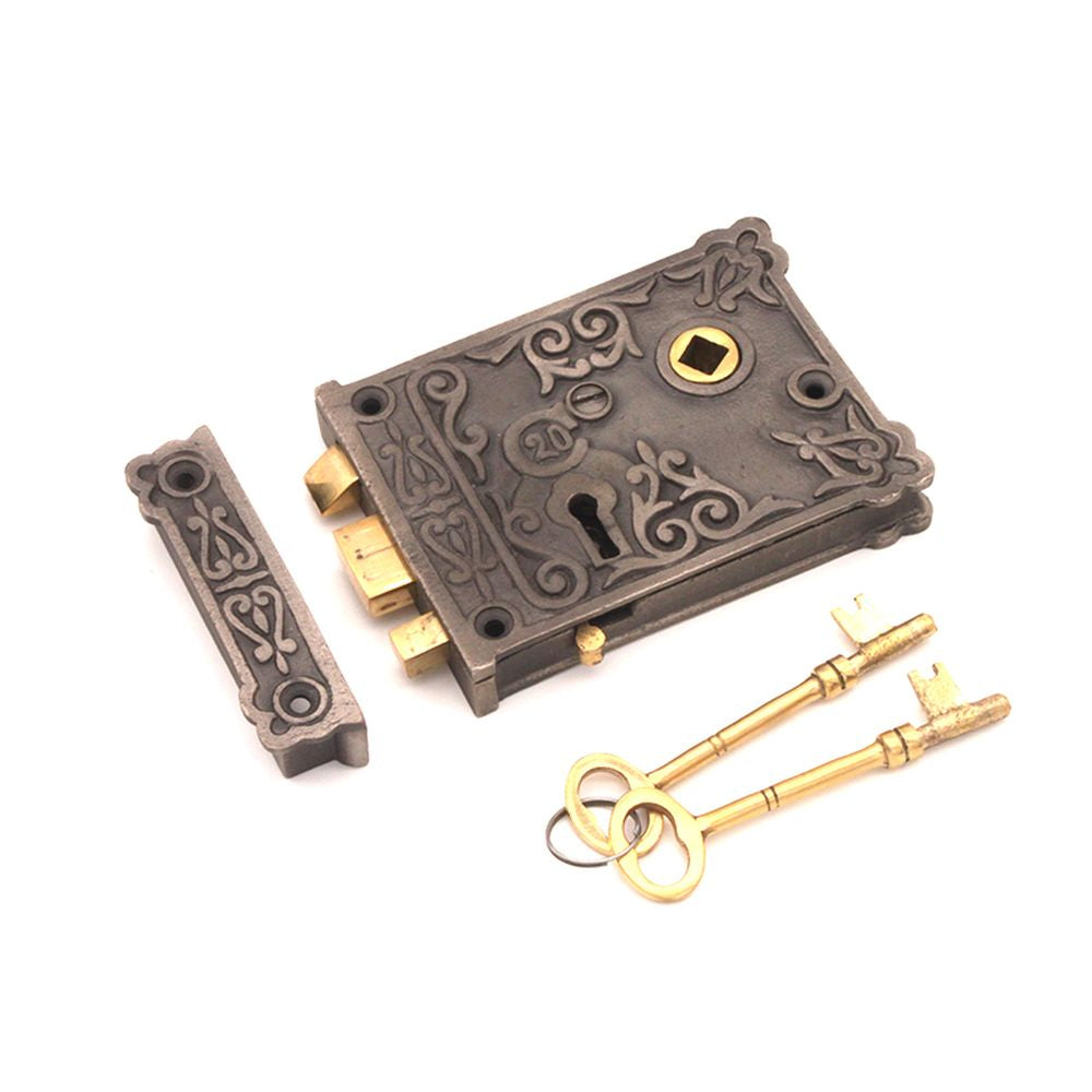 This is an image of Spira Brass - Floral Rim Lock Pewter available to order from T.H Wiggans Architectural Ironmongery in Kendal, quick delivery and discounted prices.