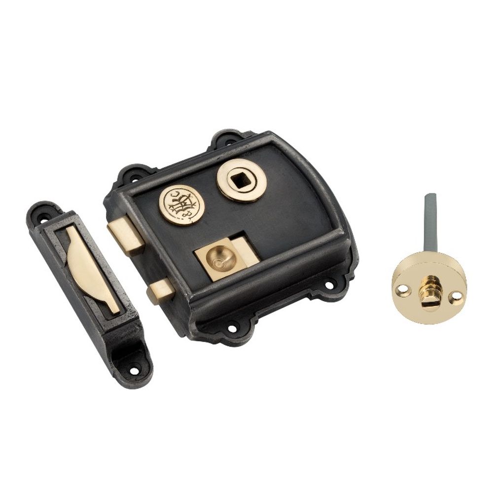 This is an image of Spira Brass - Victorian Rim lock Pewter available to order from T.H Wiggans Architectural Ironmongery in Kendal, quick delivery and discounted prices.