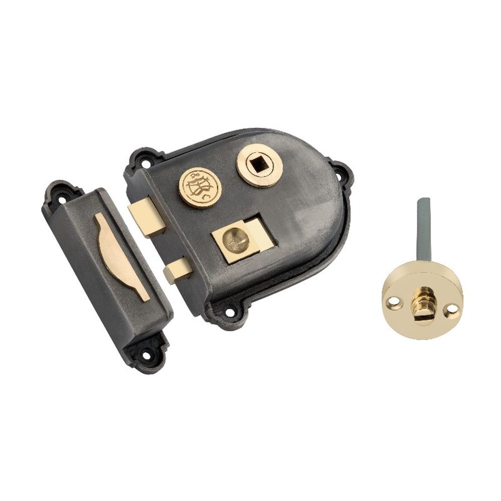 This is an image of Spira Brass - Cromwell Rim Lock Pewter available to order from T.H Wiggans Architectural Ironmongery in Kendal, quick delivery and discounted prices.