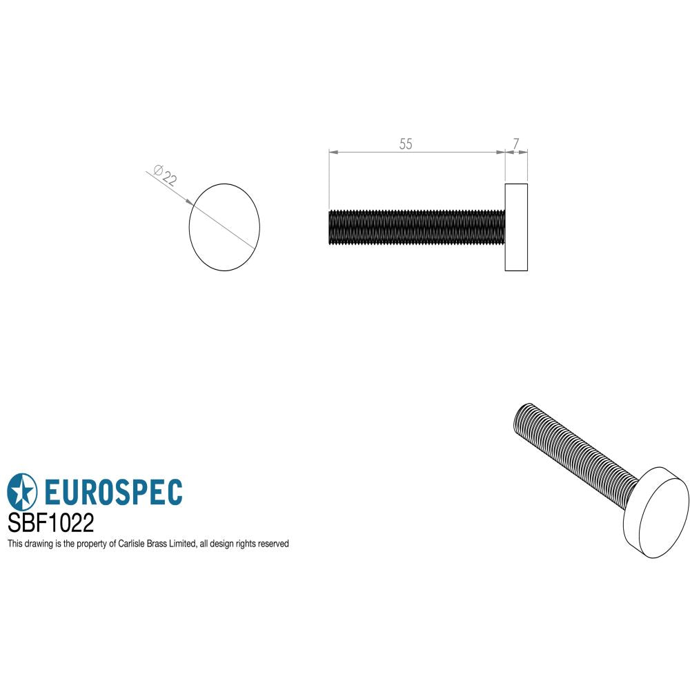This image is a line drwaing of a Eurospec - Bolt Cap Fixing Pack to Suit 22mm Pull Handle available to order from Trade Door Handles in Kendal