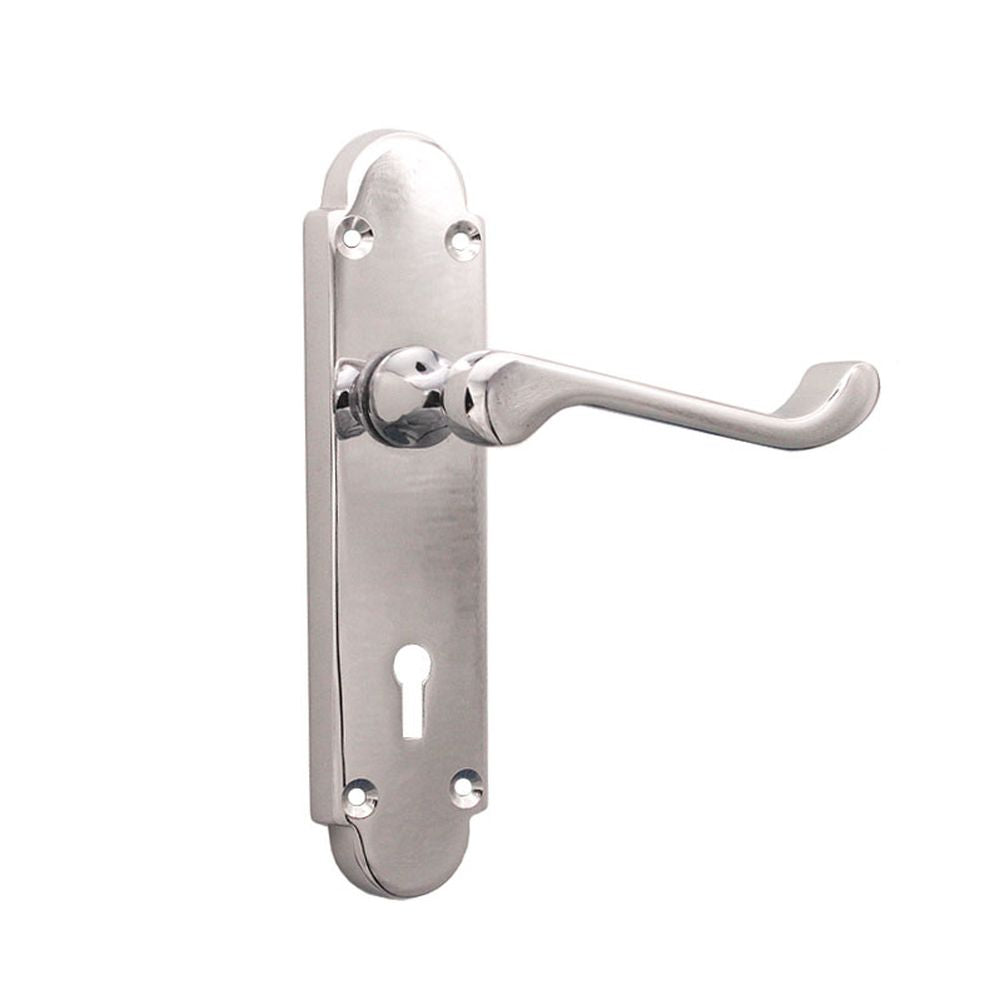 This is an image of Spira Brass - Oakley Lock Lever Handle Polished Chrome available to order from T.H Wiggans Architectural Ironmongery in Kendal, quick delivery and discounted prices.