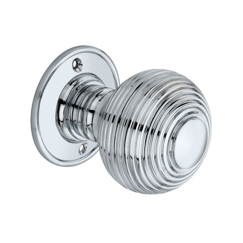This is an image of Spira Brass - Beehive Large 60mm Mortice Door Knob Polished Chrome available to order from T.H Wiggans Architectural Ironmongery in Kendal, quick delivery and discounted prices.