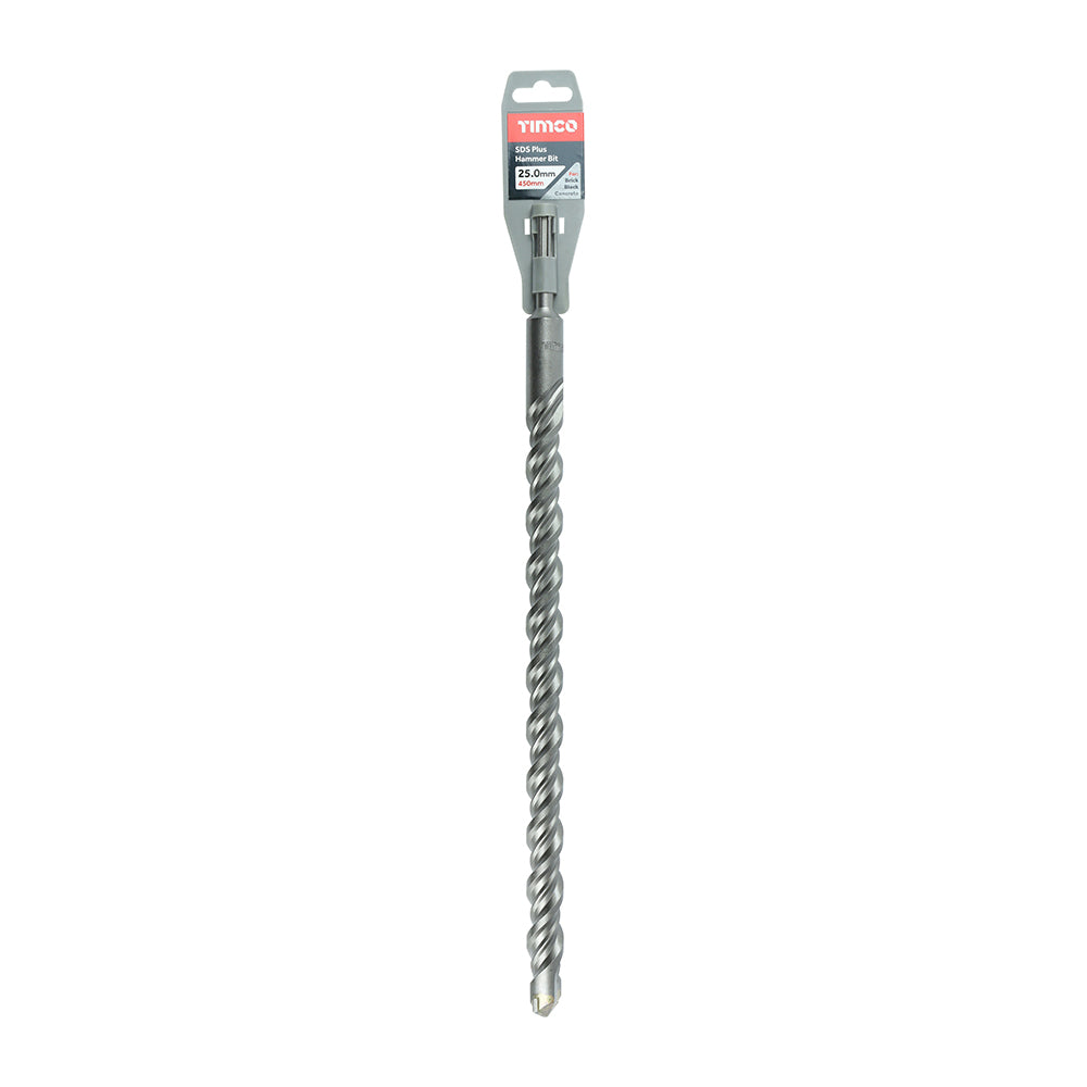 This is an image showing TIMCO SDS Plus Hammer Bit - 25.0 x 450 - 1 Each Clip available from T.H Wiggans Ironmongery in Kendal, quick delivery at discounted prices.