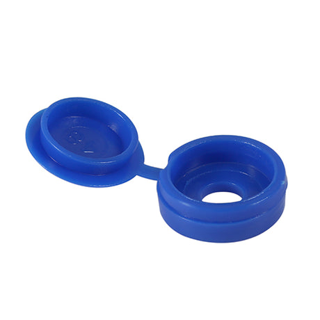 This is an image showing TIMCO Hinged Screw Caps - Small - Blue - To fit 3.0 to 4.5 Screw - 100 Pieces TIMpac available from T.H Wiggans Ironmongery in Kendal, quick delivery at discounted prices.