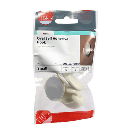 This is an image showing TIMCO Oval Self-Adhesive Hooks - Small - 37.5 x 28.0 - 5 Pieces TIMpac available from T.H Wiggans Ironmongery in Kendal, quick delivery at discounted prices.