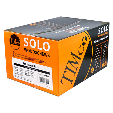 This is an image showing TIMCO Solo Chipboard & Woodscrews - Mixed Pack - PZ - Double Countersunk - Yellow - 1400pcs - 1400 Pieces Box available from T.H Wiggans Ironmongery in Kendal, quick delivery at discounted prices.