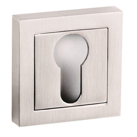 This is an image of Senza Pari Euro Escutcheon on Square Rose - Satin Nickel available to order from T.H Wiggans Architectural Ironmongery in Kendal, quick delivery and discounted prices.