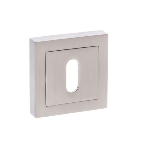 This is an image of Senza Pari Key Escutcheon on Square Rose - Satin Nickel available to order from T.H Wiggans Architectural Ironmongery in Kendal, quick delivery and discounted prices.