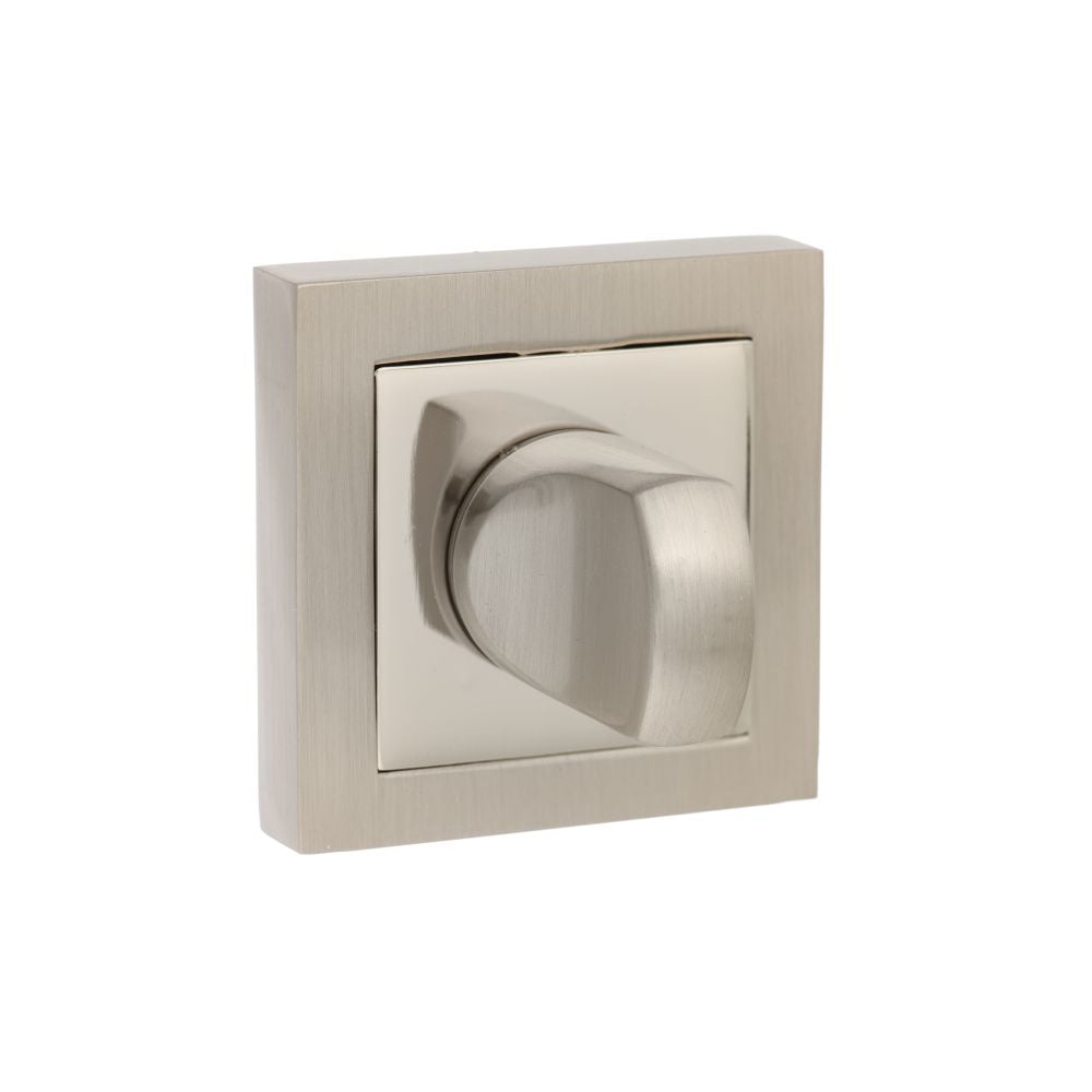 This is an image of Senza Pari WC Turn and Release on Square Rose - Satin Nickel/Polished Nickel available to order from T.H Wiggans Architectural Ironmongery in Kendal, quick delivery and discounted prices.