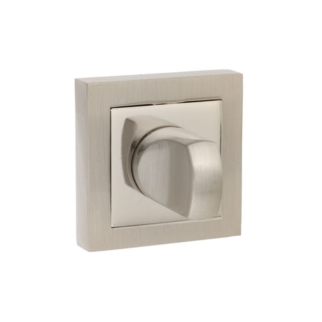 This is an image of Senza Pari WC Turn and Release on Square Rose - Satin Nickel/Polished Nickel available to order from T.H Wiggans Architectural Ironmongery in Kendal, quick delivery and discounted prices.