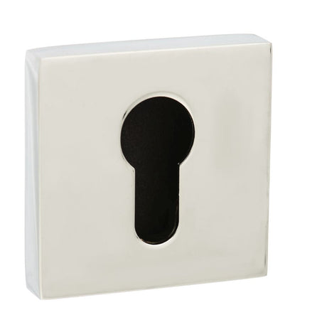 This is an image of Senza Pari Euro Escutcheon on Flush Square Rose - Polished Chrome available to order from T.H Wiggans Architectural Ironmongery in Kendal, quick delivery and discounted prices.