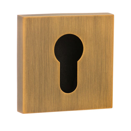 This is an image of Senza Pari Euro Escutcheon on Flush Square Rose - Weathered Antique Bronze available to order from T.H Wiggans Architectural Ironmongery in Kendal, quick delivery and discounted prices.