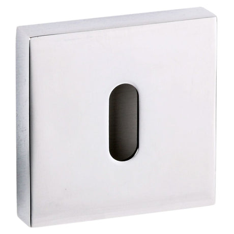 This is an image of Senza Pari Key Escutcheon on Flush Square Rose - Polished Chrome available to order from T.H Wiggans Architectural Ironmongery in Kendal, quick delivery and discounted prices.