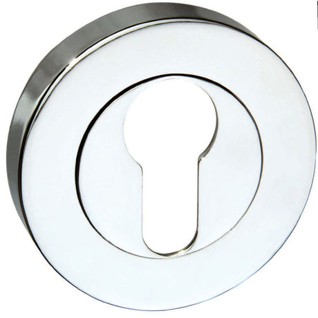 This is an image of Senza Pari Euro Escutcheon on Round Rose - Polished Chrome available to order from T.H Wiggans Architectural Ironmongery in Kendal, quick delivery and discounted prices.