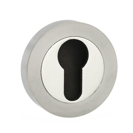 This is an image of Senza Pari Euro Escutcheon on Round Rose - Satin Nickel/Nickel Plate available to order from T.H Wiggans Architectural Ironmongery in Kendal, quick delivery and discounted prices.