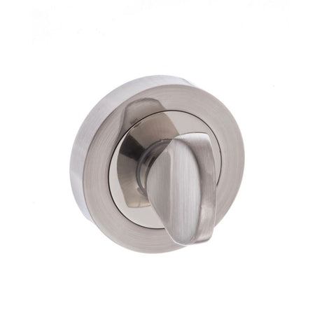 This is an image of Senza Pari WC Turn and Release on Round Rose - Satin Nickel/Polished Nickel available to order from T.H Wiggans Architectural Ironmongery in Kendal, quick delivery and discounted prices.
