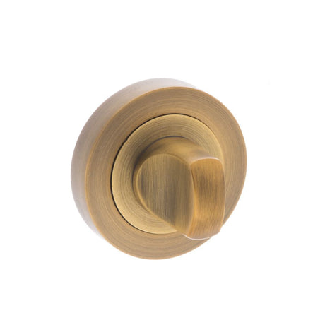 This is an image of Senza Pari WC Turn and Release on Round Rose - Weathered Antique Bronze available to order from T.H Wiggans Architectural Ironmongery in Kendal, quick delivery and discounted prices.