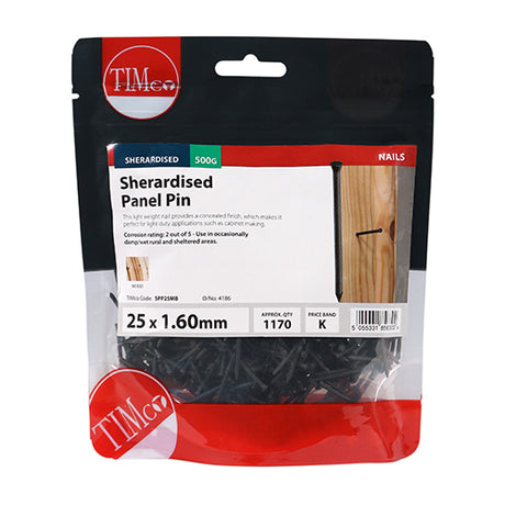 This is an image showing TIMCO Panel Pins - Sherardised - 25 x 1.60 - 0.5 Kilograms TIMbag available from T.H Wiggans Ironmongery in Kendal, quick delivery at discounted prices.