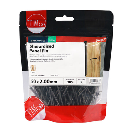 This is an image showing TIMCO Panel Pins - Sherardised - 50 x 2.00 - 0.5 Kilograms TIMbag available from T.H Wiggans Ironmongery in Kendal, quick delivery at discounted prices.