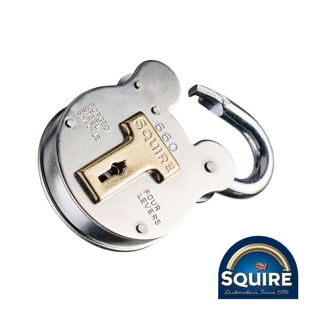 This is an image showing TIMCO Old English 4 Lever Padlock - 660 - 60mm - 1 Each Blister Pack available from T.H Wiggans Ironmongery in Kendal, quick delivery at discounted prices.