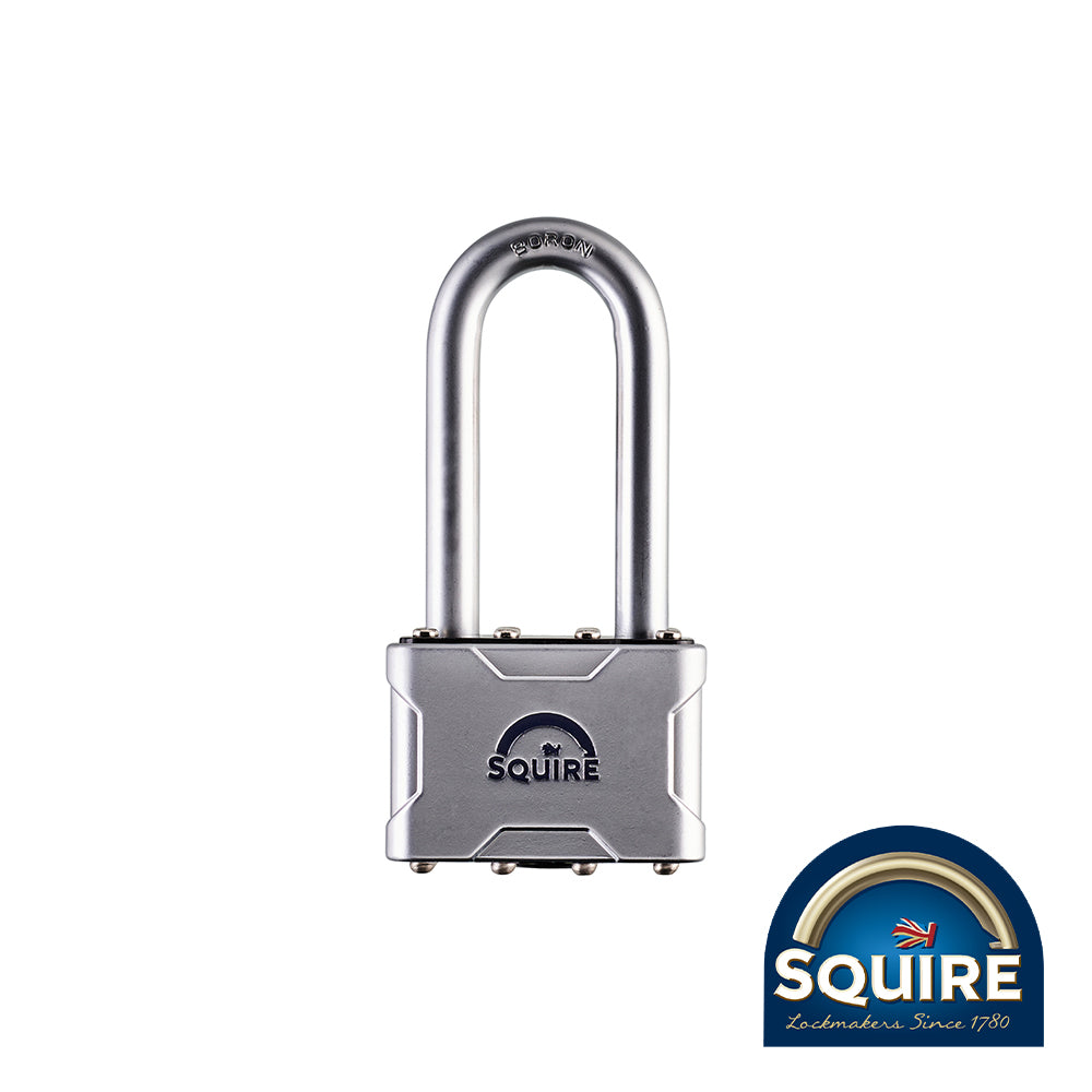 This is an image showing TIMCO Vulcan Padlock - 2.5" Long Shackle - VULCAN P4 50/2.5 - 50mm - 1 Each Blister Pack available from T.H Wiggans Ironmongery in Kendal, quick delivery at discounted prices.