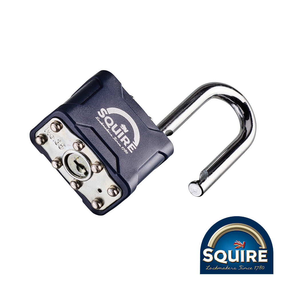 This is an image showing TIMCO Stronglock Laminated Padlock - 1.5" Long Shackle - 35/1.5 - 40mm - 1 Each Box available from T.H Wiggans Ironmongery in Kendal, quick delivery at discounted prices.