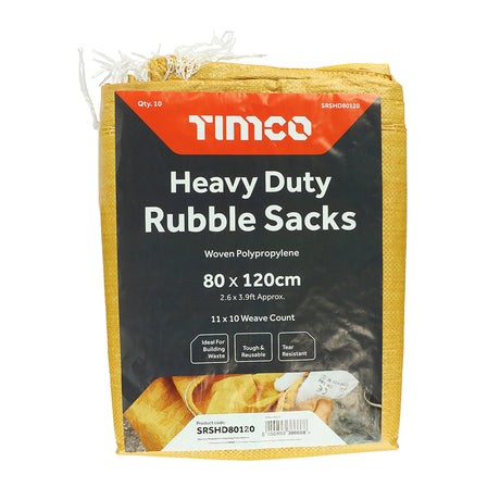 This is an image showing TIMCO Rubble Sacks - Heavy Duty - 80 x 120cm - 10 Pieces Bag available from T.H Wiggans Ironmongery in Kendal, quick delivery at discounted prices.