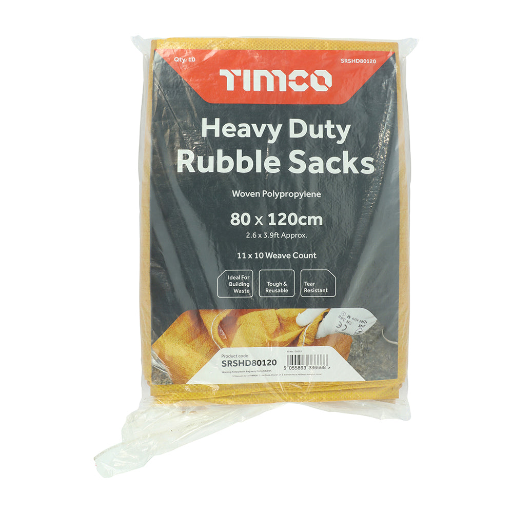 This is an image showing TIMCO Rubble Sacks - Heavy Duty - 80 x 120cm - 10 Pieces Bag available from T.H Wiggans Ironmongery in Kendal, quick delivery at discounted prices.