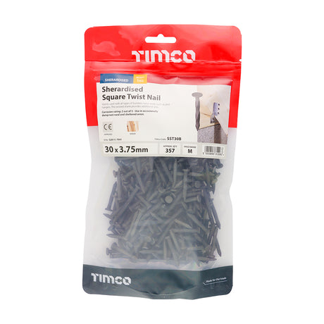 This is an image showing TIMCO Square Twist Nails - Sherardised - 30 x 3.75 - 1 Kilograms TIMbag available from T.H Wiggans Ironmongery in Kendal, quick delivery at discounted prices.